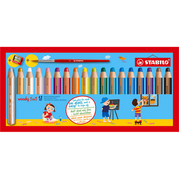 STABILO woody 3 in Malset farbsortiert, 18 St.