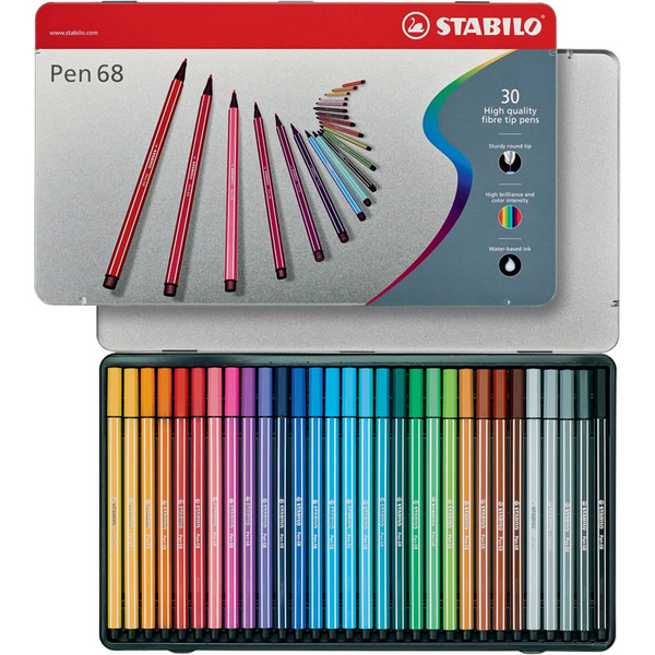 STABILO Pen 68 Filzstifte farbsortiert, 30 St.