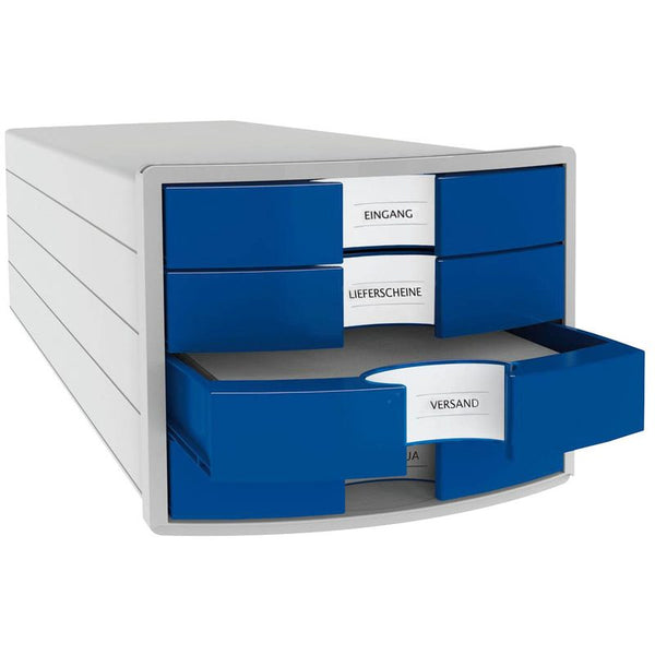 HAN Schubladenbox Impuls  blau 1012-14, DIN C4 mit 4 Schubladen