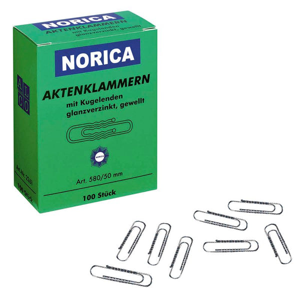 ALCO Aktenklammern NORICA silber galvanisiert, 100 St.