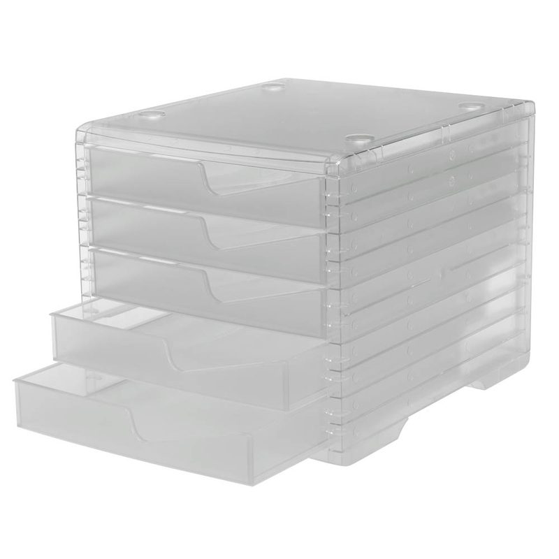 styro Schubladenbox styroswingbox light  transparent 275-8430.224, DIN C4 mit 5 Schubladen