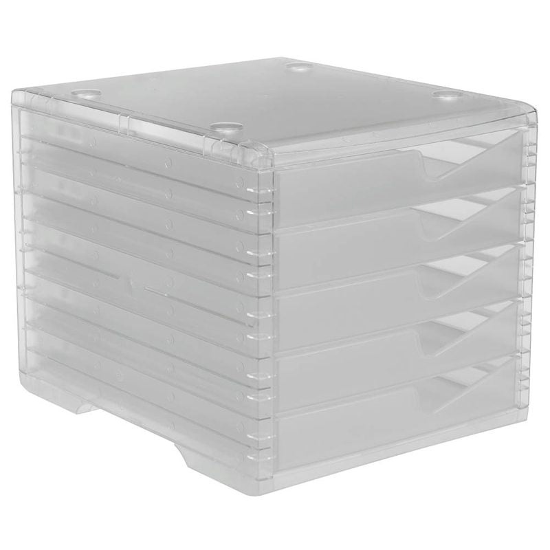 styro Schubladenbox styroswingbox light  transparent 275-8430.224, DIN C4 mit 5 Schubladen