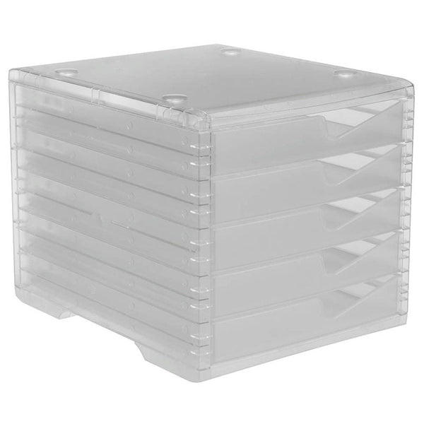 styro Schubladenbox styroswingbox light  transparent 275-8430.224, DIN C4 mit 5 Schubladen
