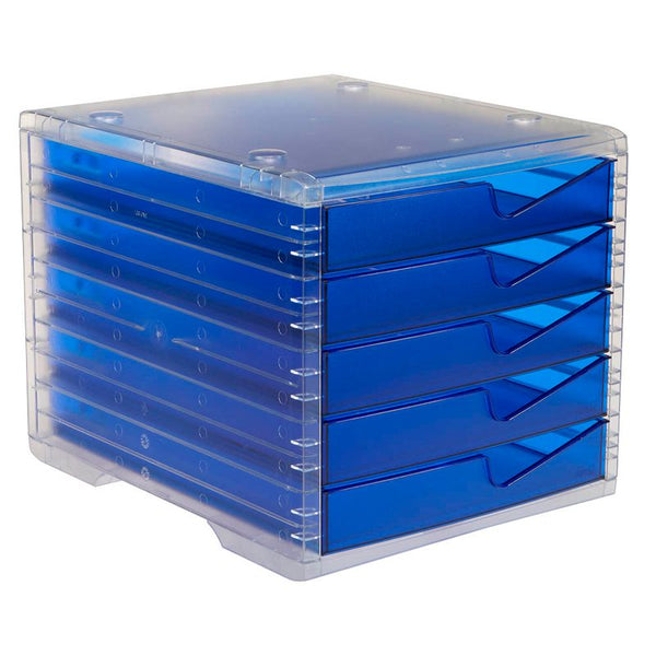 styro Schubladenbox styroswingbox light  blau 275-8430.324, DIN C4 mit 5 Schubladen