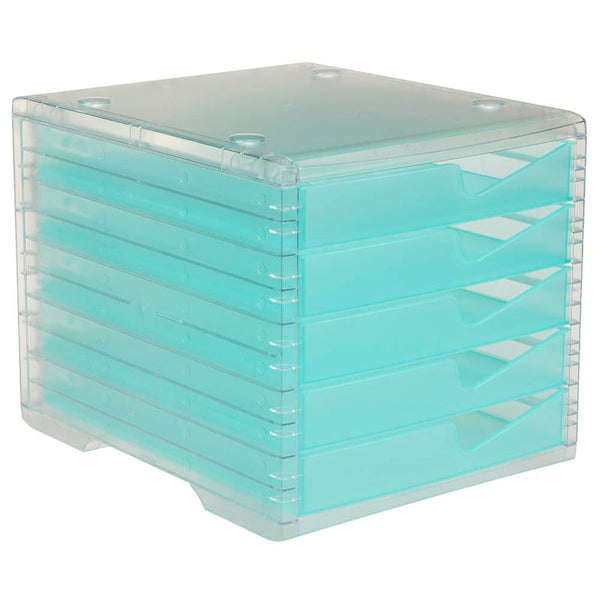 styro Schubladenbox styroswingbox light  aqua 275-8430.25224, DIN C4 mit 5 Schubladen