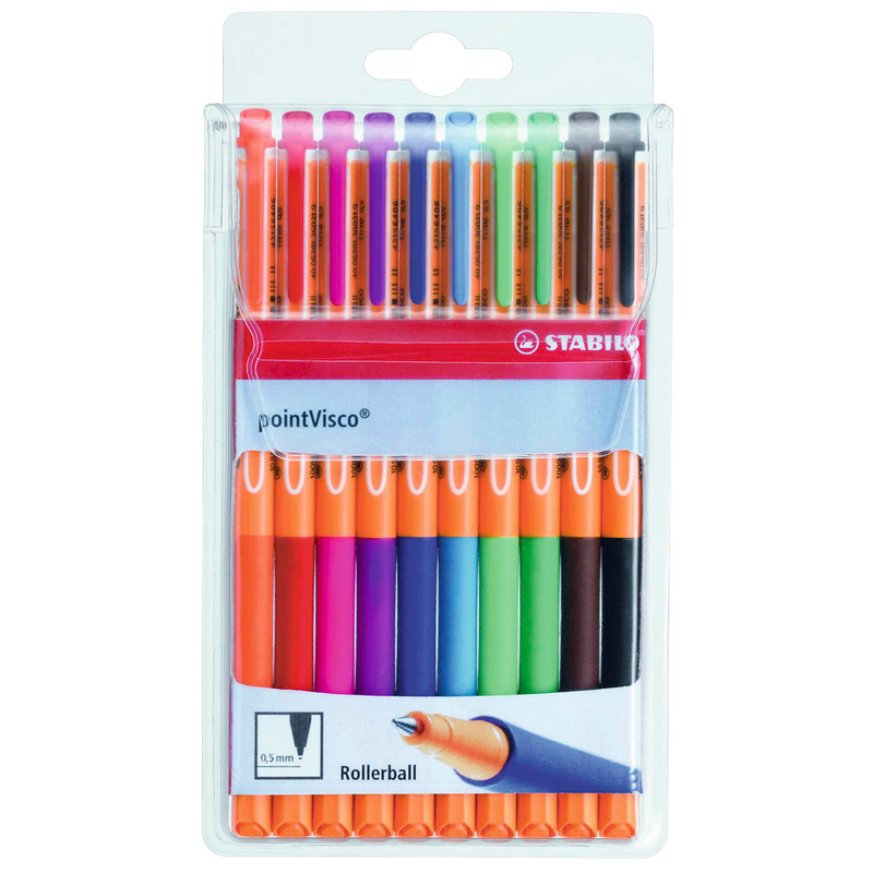 STABILO pointVisco Gelschreiber orange 0,5 mm, Schreibfarbe: farbsortiert, 10 St.