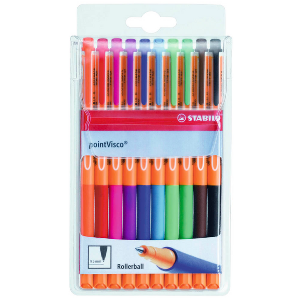 STABILO pointVisco Gelschreiber orange 0,5 mm, Schreibfarbe: farbsortiert, 10 St.