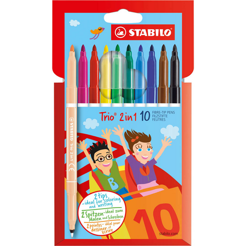 STABILO Trio 2in1 Filzstifte farbsortiert, 10 St.