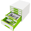 thumb-LEITZ Schubladenbox WOW Cube  perlweiß/grün 52142054, DIN A4 mit 5 Schubladen