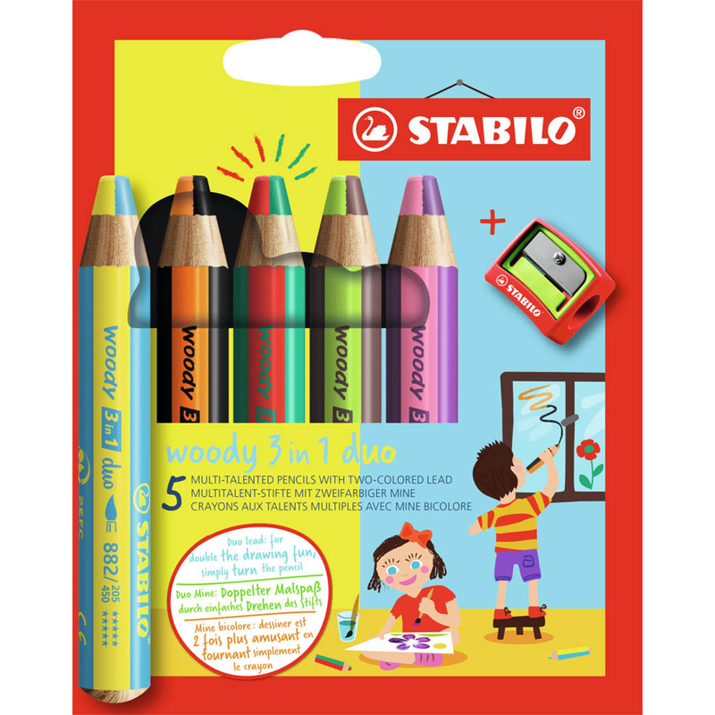 STABILO woody 3 in 1 Malset farbsortiert, 5 St.