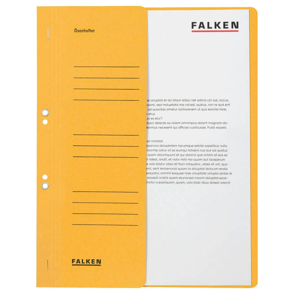 FALKEN Ösenhefter Karton gelb DIN A4, halber Deckel, 50 St.