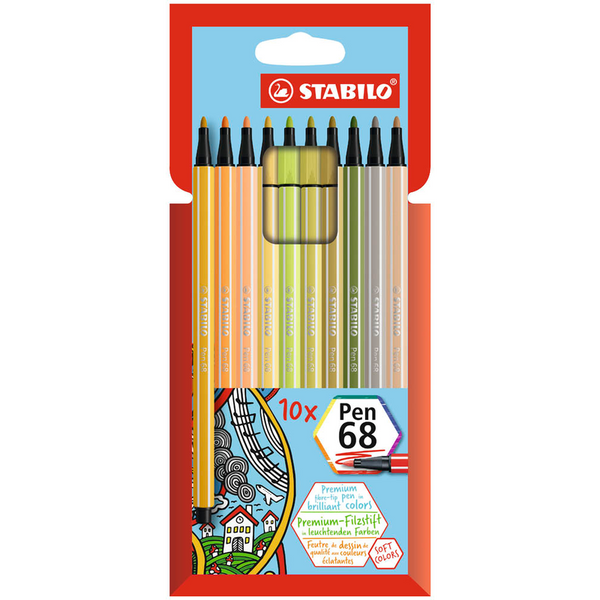 STABILO Pen 68 Filzstifte farbsortiert, 10 St.