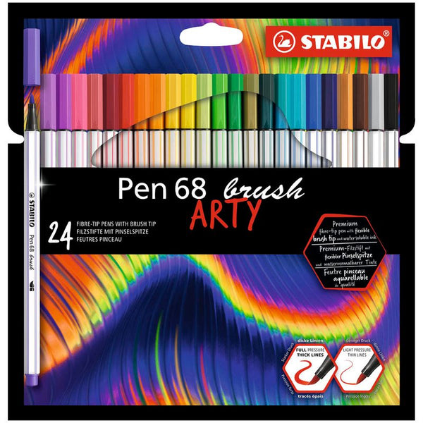 STABILO Pen 68 brush ARTY Filzstifte farbsortiert, 24 St.
