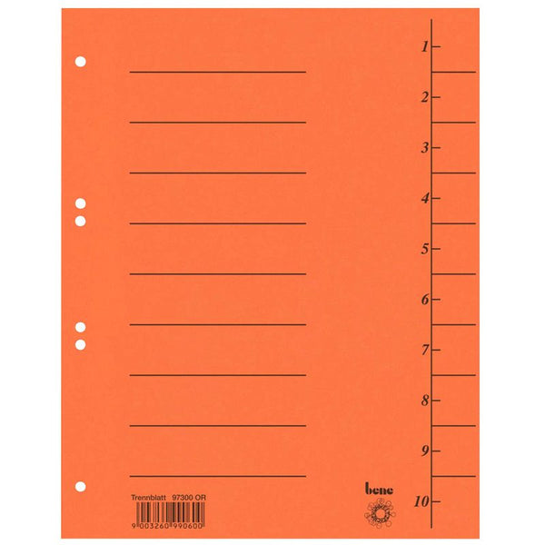 bene Trennblätter 1-10 orange, 100 St.